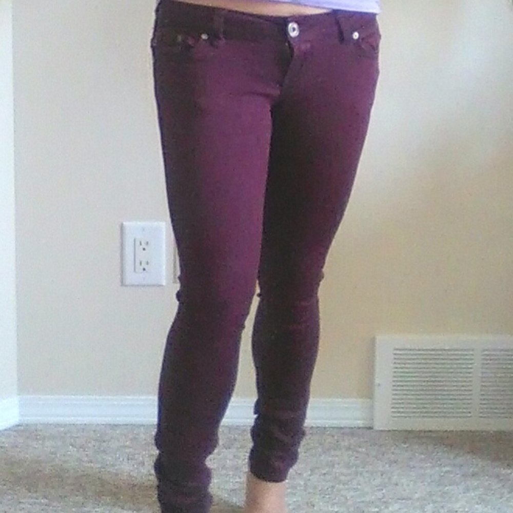 Eggplant Maroon Burgundy Low rise skinny jeans